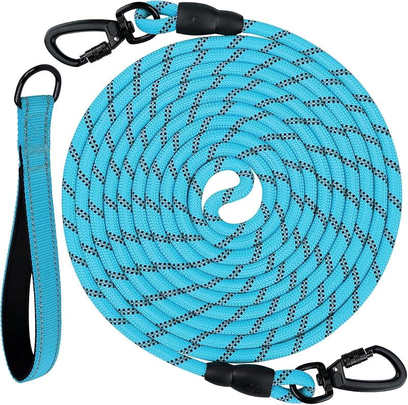 Joytale 5 10 15 20m Long Dog Training Lead with Padded Handle Blue 10mm
