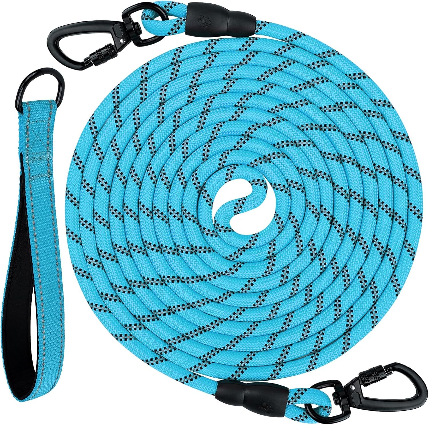 Joytale Training Leads for Dogs, Padded Handle Long Line Dog Lead, 5m 10m 15m 20m Long Leash for Training, Play, Camping, Backyard Tie Out, Blue, 15M