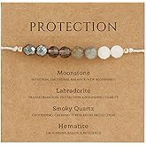 Fezodo Protection Bracelet Gifts for Women Men, Protection Crystals Natural Energy Healing Crystal Beaded Bracelets Christmas Valentines day Birthday Gift for Friends Women Men