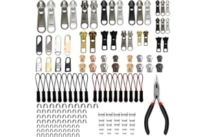 VICHERIA Zipper Repair Kit (200 Pcs), Quality Replacement Zipper Pull, Zipper Fix Repair Kit for Bags, Luggage, Coats, Boot, Sleeping Bag, Metal, Plastic & Nylon Coil Zippers