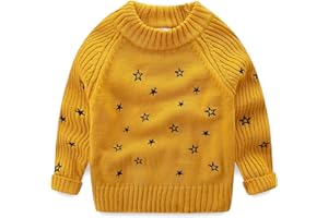 Mud Kingdom Girls Sweater Pullover Crew Neck Warm Embroidered Star Patterns Christmas Knitwear