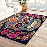 Sugar Skull Rugs for Bedroom - Sugar Skull Rug & Home Decor - 2x3 Rug - Day of The Dead Rugs for Entryway - Mexican Carpet - Washable Non Slip Soft Low Pile Indoor Door Mat & Room Decor