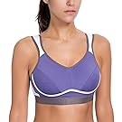 SYROKAN Women's High Impact Support Bounce Control Plus Size Run Sports Bra Violet Blue 36 B