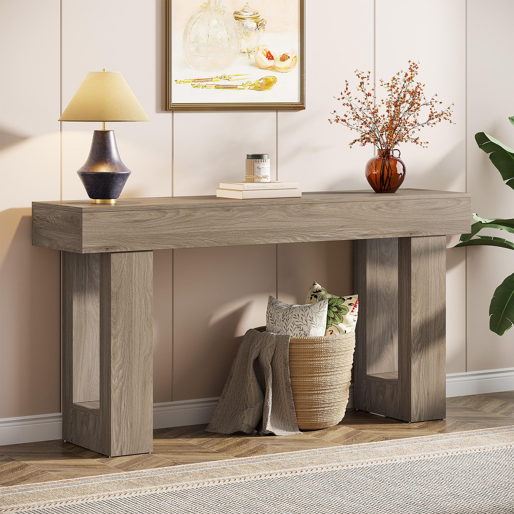 Photo 1 of **BROKEN PIECES**Tribesigns 63-Inch Long Console Table, Wooden Rectangular Sofa Table Behind The Couch, Farmhouse Entryway Table for Entrance, Hallway, Living Room (Grey)