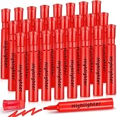 Qilery 24 Pack Tank Style Highlighters Bulk Chisel Tip Markers, Red | Colored Markers for Xmas Gifts Adult Coloring, Office Home Supplies