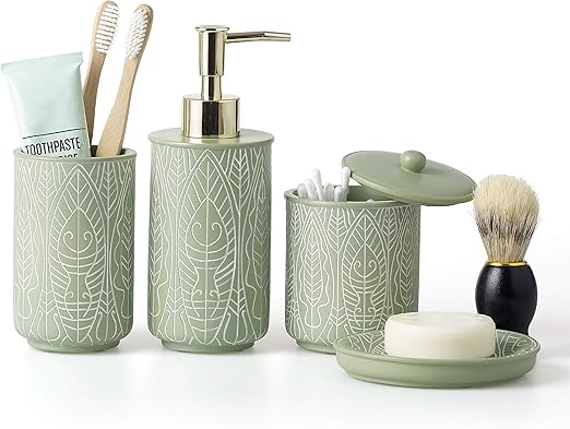 Amazon.com: VIRTUNE Premium Pastel Green Bathroom Accessories Set ...