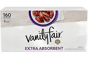 Vanity Fair Extra Absorbent Premium Paper Napkins, 160 Count, Disposable Napkins Made Soft And Strong For Messy Meals And Everyday Use