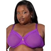 Curvy Couture Women's Sheer Mesh Unlined Underwire Plus Size Bra, Cups C-J | Full Coverage Bra, Unlined Underwire Bra, Sheer Bra, Mesh Bra, Adjustable Straps, Plus Size Bra