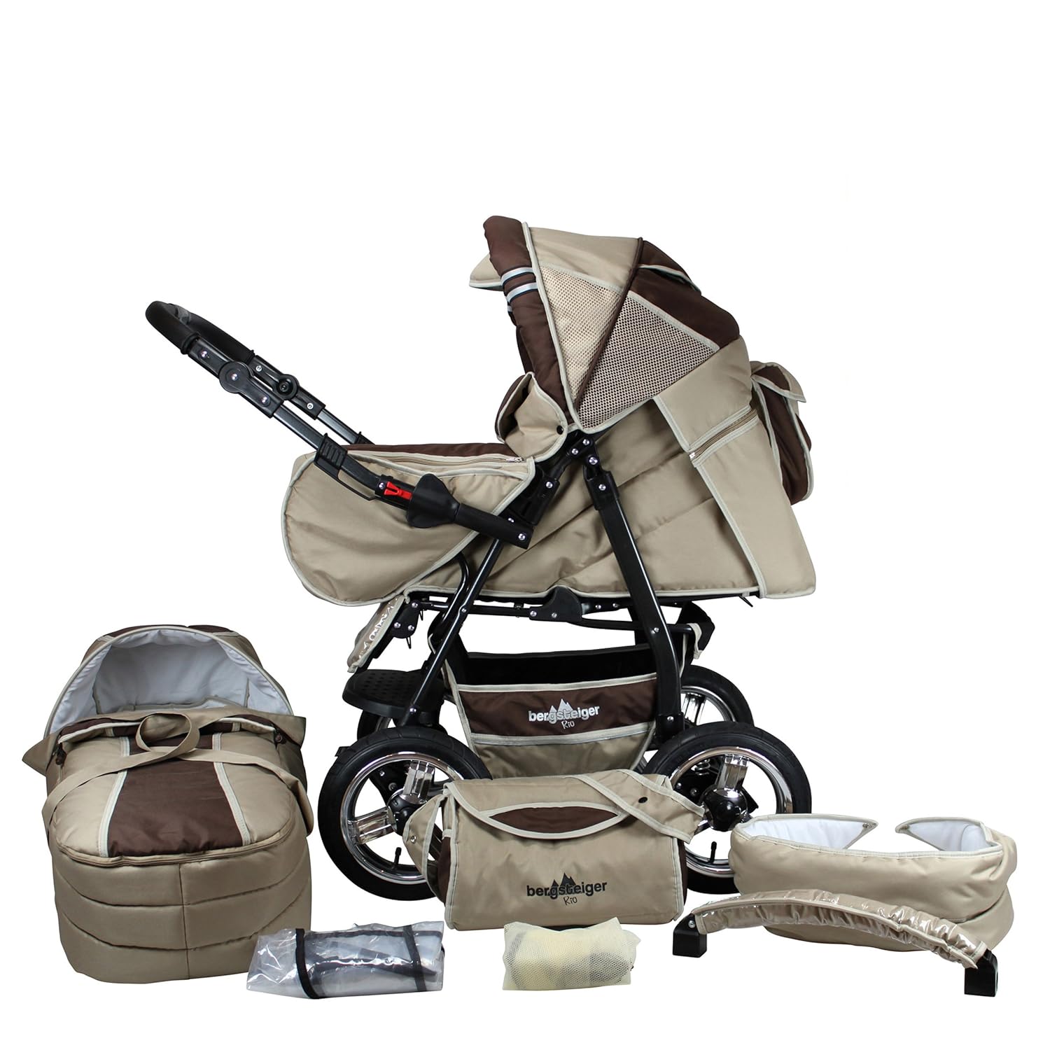 Bergsteiger Rio Kombikinderwagen + Softtragetasche + Wickeltasche (10 - Teile)
