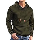 COOFANDY Mens Hoodies Sweatshirts Long Sleeve Fashion Waffle Knit Pullover Hoodie with Pocket