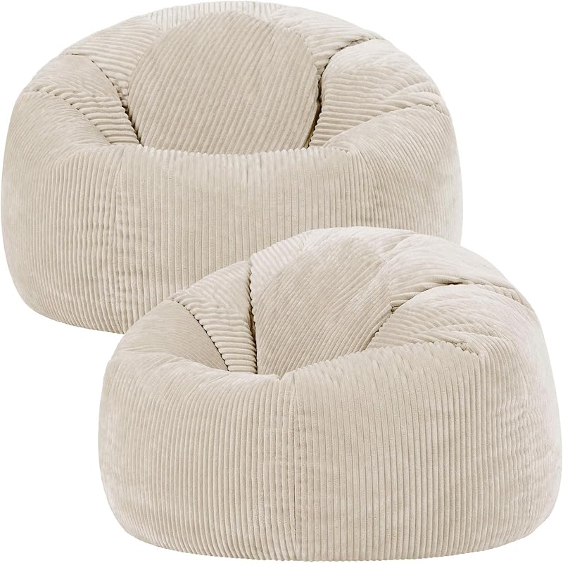 icon Kingston Cord Bean Bag Set of 2 Stone Beige Large 85cm