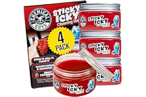 Chemical Guys Sticky Icky Car Cleaning Gel, Sweet Strawberry Scent - Detailing Kit, Automotive Dust Car Crevice Cleaner, Air Vent Slime, Cleaning Putty for Keyboard Accessories (4 Pack)