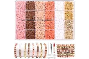 SEMATA 3200PCS Clay Beads for Bracelet Making Kit Friendship Bracelet kit for Jewelry Making Supplies with Gold Beads 5Color Heishi Beads Jewelry Making Kit