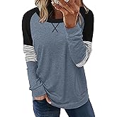onlypuff Long Sleeve Tunic Top for Women Loose Fitting Round Neck