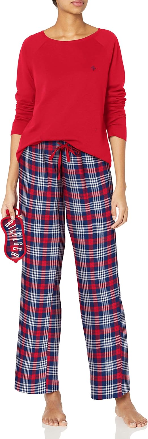 Tommy Hilfiger Women's Top and Flannel Pant Bottom Pajama Set Pj at