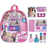 Barbie Makeup Filled Backpack Set, Including Lip Balm, Nail Polish, Nail File, Hair Bows Ages 3+ for Parties, Sleepovers Makeovers, by Townley Girl