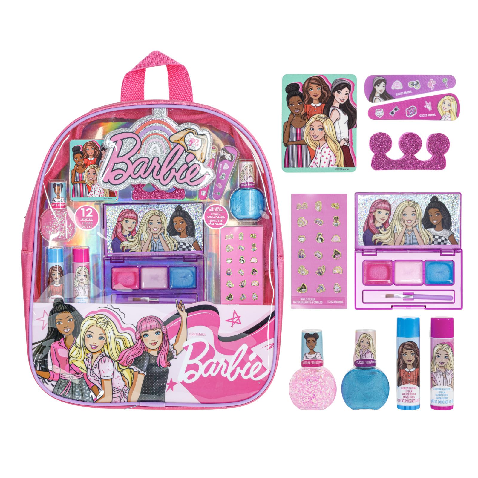 Barbie Makeup Filled Backpack Set, Including Lip Balm, Nail Polish, Nail File, Hair Bows, and Other Accessories, Ages 3+ for Parties, Sleepovers and Makeovers, By Townley Girl โ image 1