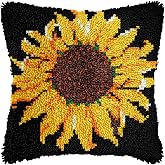 Anurjah Latch Hook Pillow Kits for Adults, Crochet Kit for Beginners 17x17inch Home Decor Pillow Cover Making Kit with Crochet Tool ＆ Precut Yarns and Coded Canvas Christmax Halloween Craft Gifts
