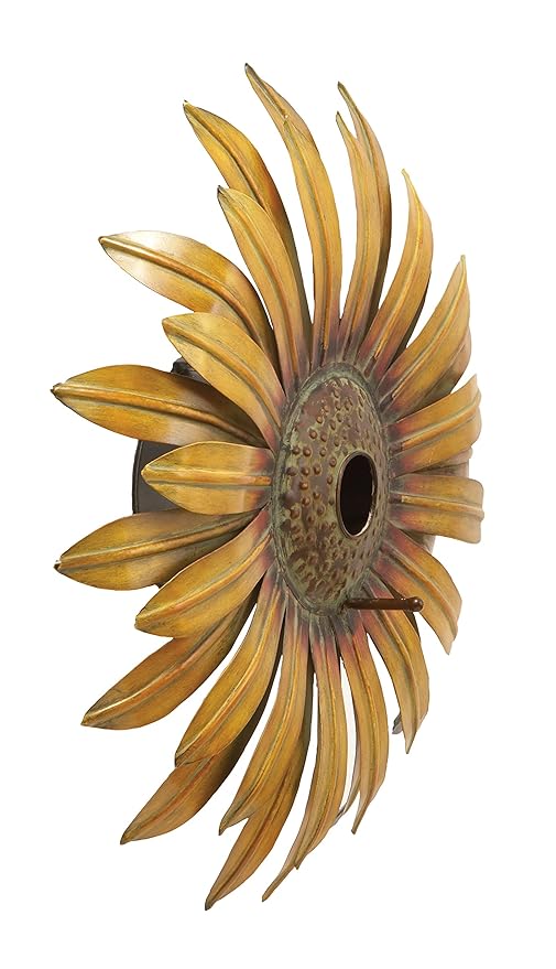 Deco 79 63802 Metal Decorative Sunflower Bird House 16 Inch