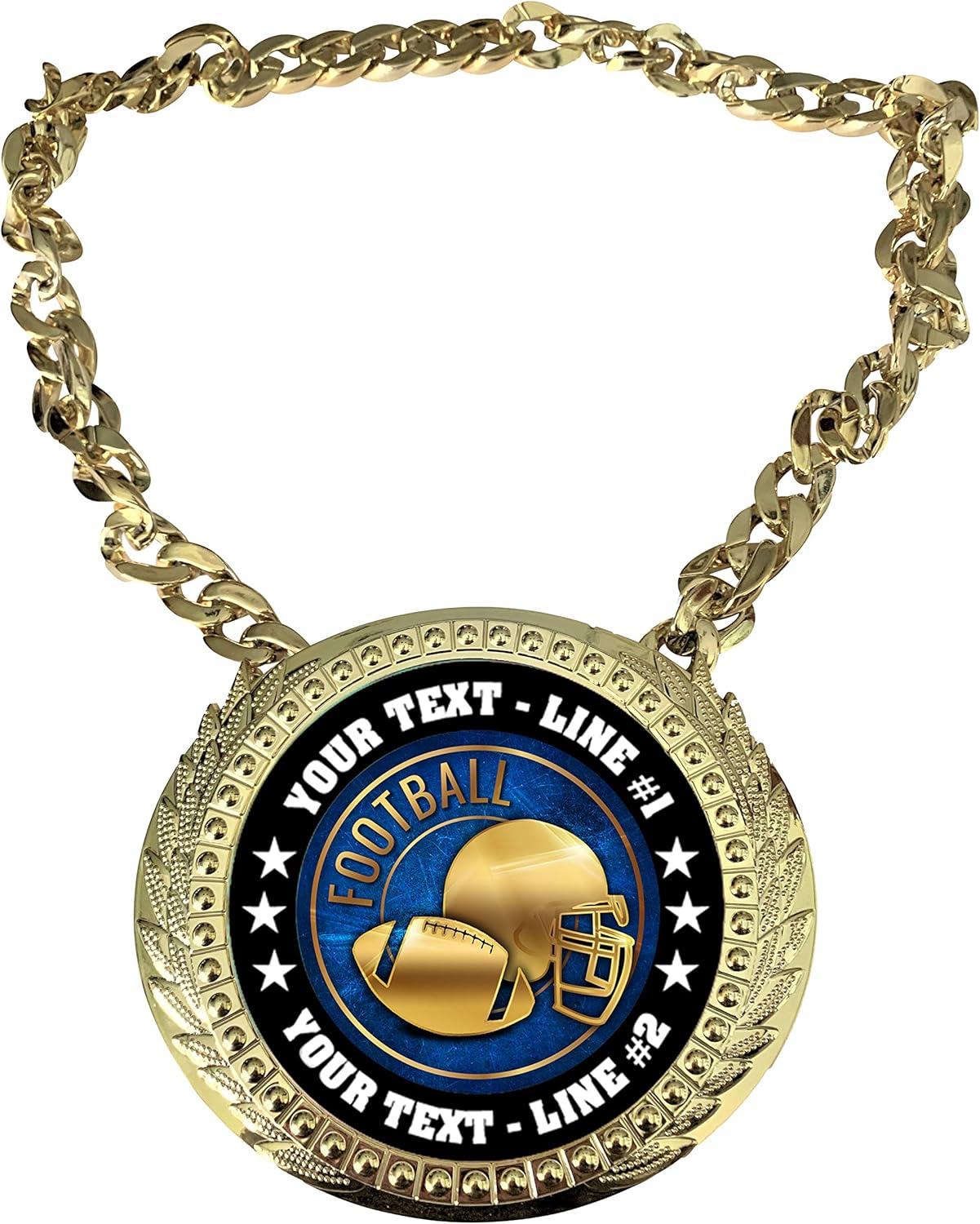 Express Medals Custom Football Champ Chain Trophy with 2