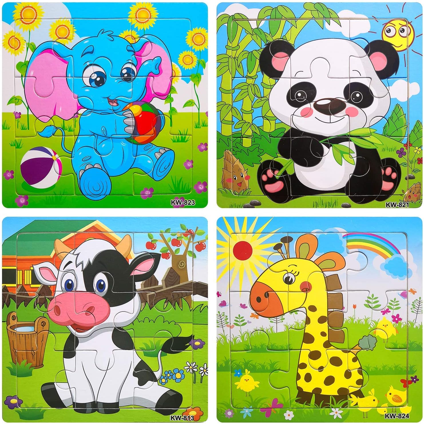 Wooden Jigsaw Puzzles Set for Kids Age 