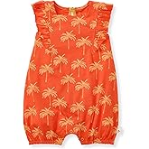 Burt's Bees Baby Baby Girls Romper - 100% Organic Cotton, One-Piece Shortall Girl Outfit for Sizes Newborn to 24 Months