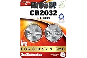 KEY BATTERY OUTLET Key Fob Battery CR2032 for Chevy (2 Pack) - OEM Remote Replacement for Chevy Tahoe, Suburban, Trax, Equinox, Silverado, and GMC Yukon, Acadia, Terrain, Sierra, packaging may vary (HYQ1AA, HYQ1EA)
