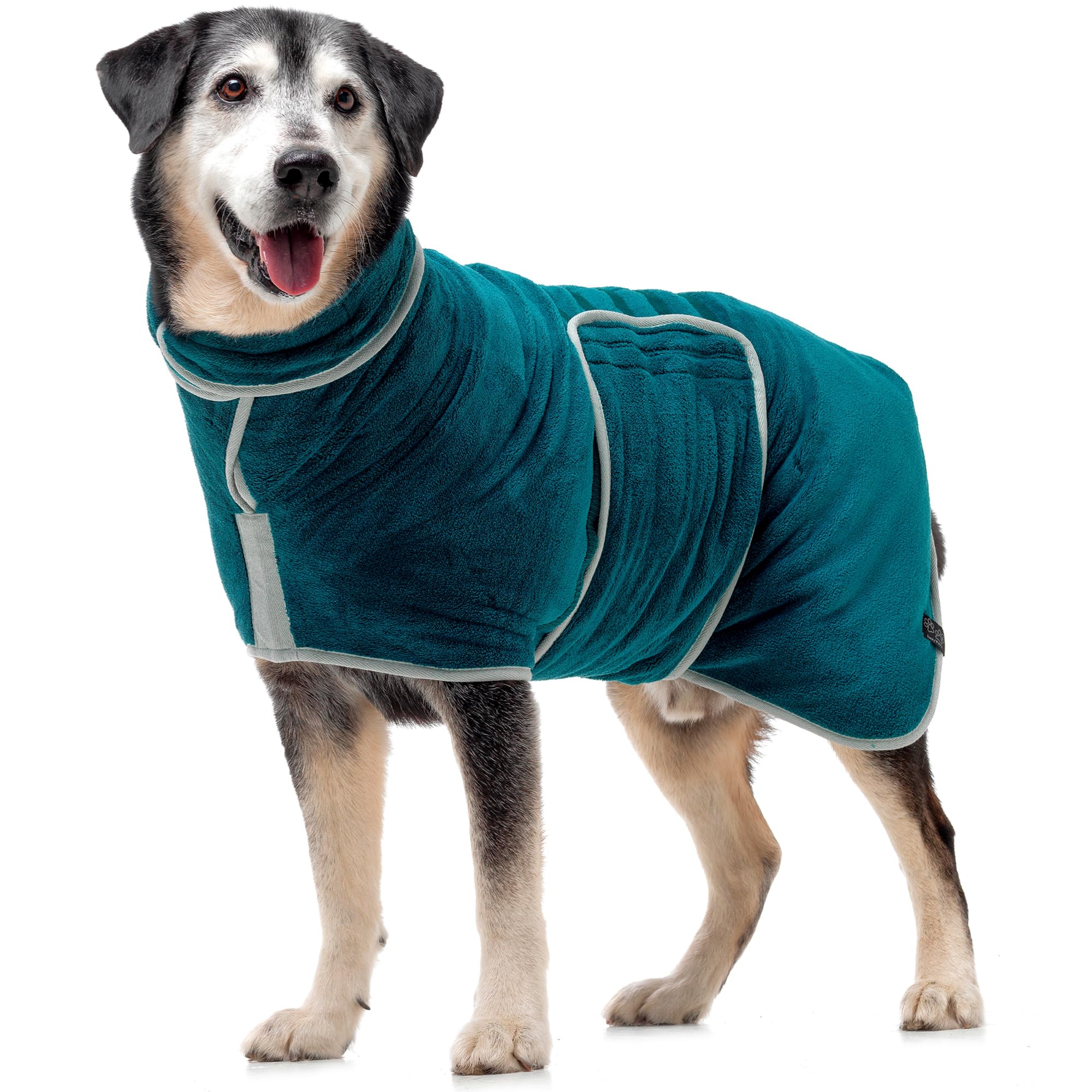 Lucky Paws® UK Dog Drying Coat - Luxurious Double Layer Dog Towel Robe - Dry Your Dogs in Minutes - Ultra Absorbent Drying Robe & Super Soft Dressing Gown (XS, Teal) — image 1