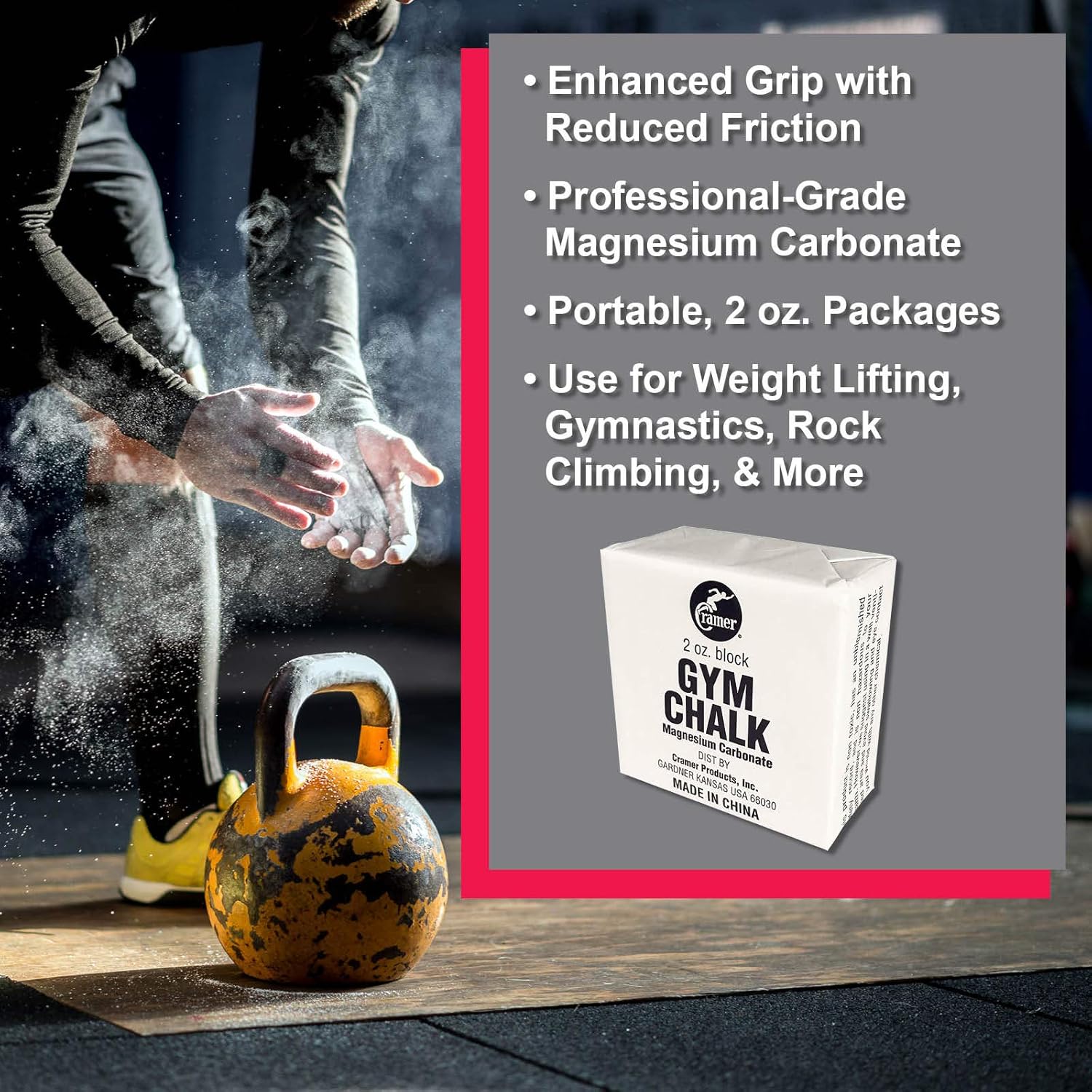 Cramer Gym Chalk Block, Magnesium Carbonate for Better Grip in Gymnastics, Weightlifting, Power Lifting, Pole Fitness, Rock Climbing, 4 oz. : Gymnastics Chalk : Sports & Outdoors