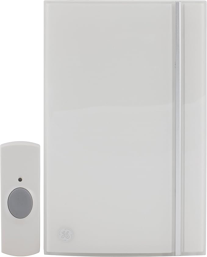 GE 19244 Wireless Door Chime with Grey Button, Melody White, Chimes
