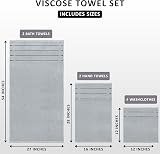 Utopia Towels 8-Piece Luxury Towel Set 500 GSM Viscose Stripe Cool Grey view 2