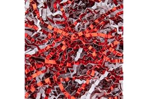 Caleihd 4.5oz Crinkle Cut Paper Shredded Filler Paper for Gift Baskets Gift Box Confetti Paper Shreds Decoration Stuffing for Birthday, Weddings, Anniversaries, Christmas Wrapping Red&White
