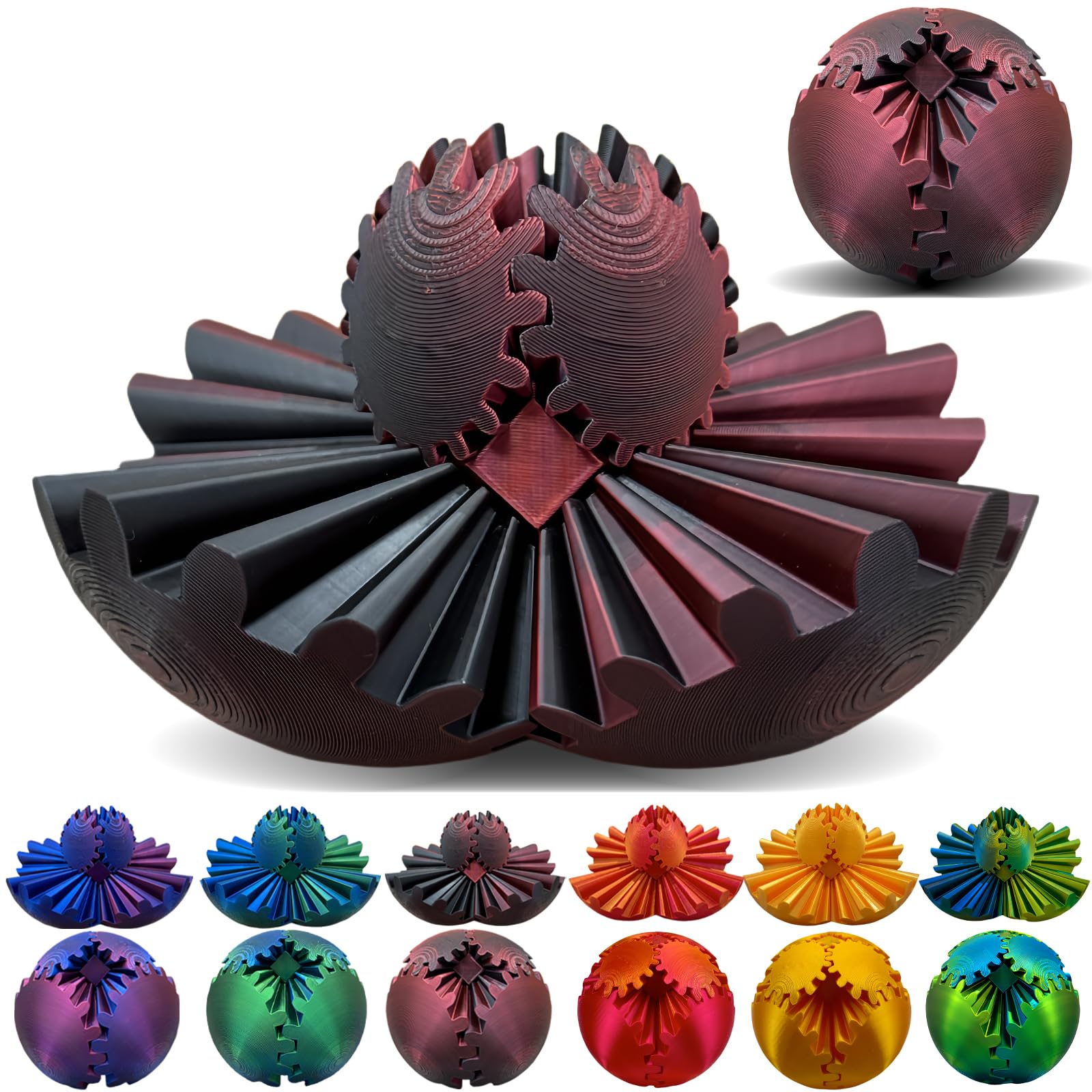 Gear Ball - 3D Printed Gear Ball Spin Ball or Cube