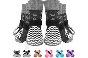 EXPAWLORER 6Pcs Anti Slip Dog Socks to Prevent Licking Paws, Dog Shoes for Winter, Double Sides Dog Boots & Paw Protectors Booties for Hardwood Floors with Grippers Small Medium Large Senior Dogs, M