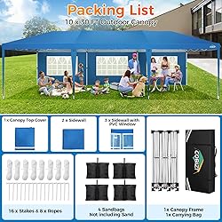 COBIZI 10x30 Pop Up Canopy Tent with Removable