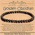 CHCCOYE 4mm Natural Healing Gemstone Bracelet Handmade Yoga Stretch Elastic Bracelet Stress Relief Crystal Jewelry for Men and Women (4mm, Golden Obsidian)