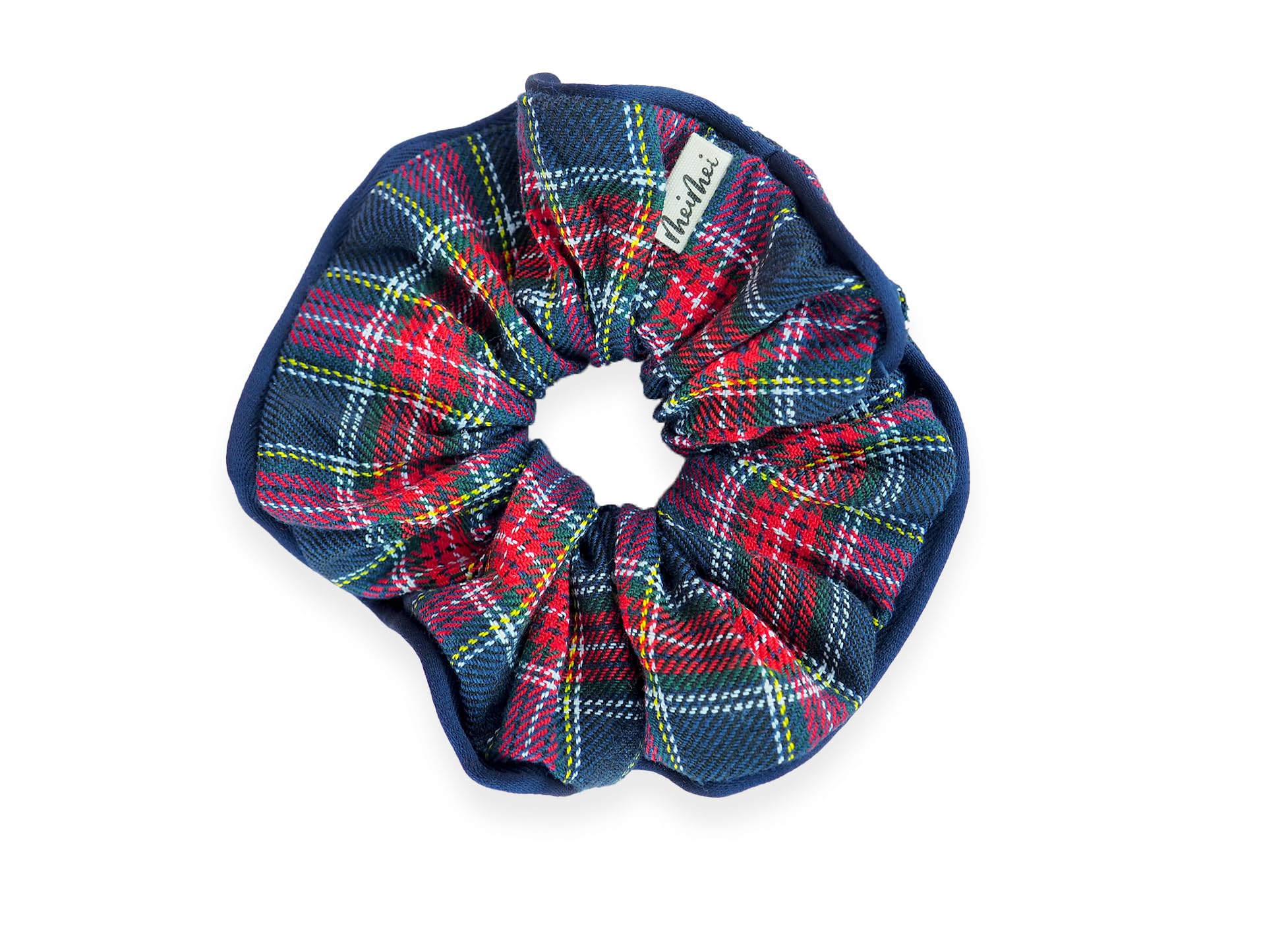 MeiMei Tartan Hair Bow, Christmas Stocking fillers, Hair Tie Rubber Elastic Band Bobble Scrunchies, Handmade Girls Women Burns Night Highland Party Hair Accessories, 1 Piece (Tartan Navy, Scrunchie)