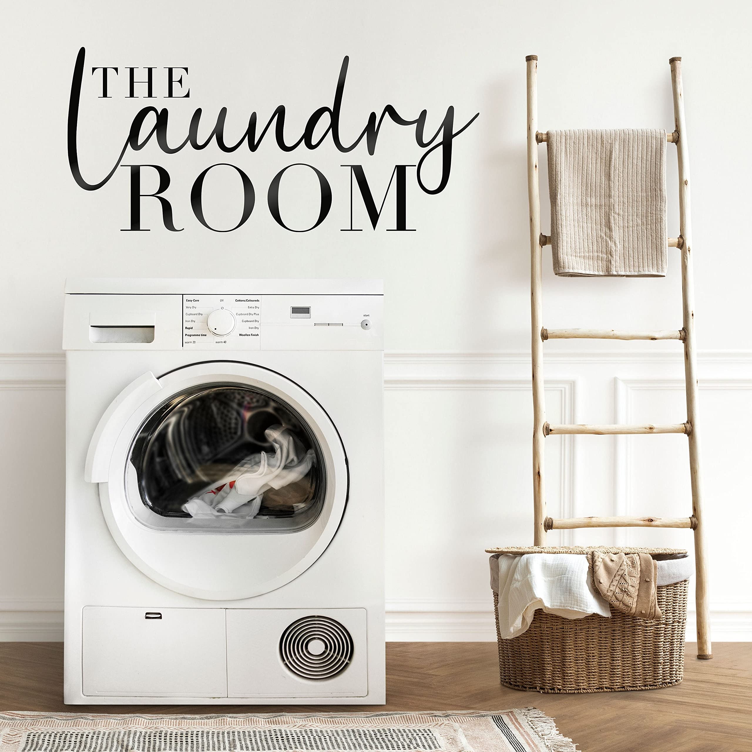 Vinyl Wall Sticker - The Laundry Room - Kitchen Room Decor - Clothes Wall Decoration - Cute Wall Stickers for Linen Room - Home Decor - White - Small - WS12