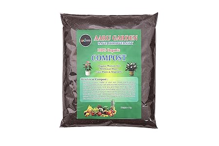 Aaru Garden Organic Compost Fertilizer Manure for Plants, 100% Organic, Cow Dung, Fertilizer for Plants, Compost for Plants 1 KG-