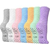 Haoteey Fuzzy Grip Socks for Women, Fluffy Slipper Sock, Warm & Cozy Gifts for Women, Non Slip Womens Comfy Sleep House Socks