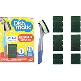 Dishmatic World's Number 1 Fillable Dishwand Ultimate Bonus Kit, Soap Dispensing Dish Brush with 16 General Purpose Refills, Refillable Dish Wand with Flow Control, Non Scratch Sponge Head