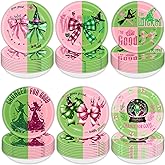 Junyaoii 48 PCS Witch Party Paper Plates Birthday Party Decorations, Pink and Green themed Dessert Paper Plates