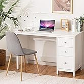 TOMANOR 48" Executive Desk Computer Desk with 3 Drawers, Modern Home Office Desk Study Writing Table Computer Workstation (Wh