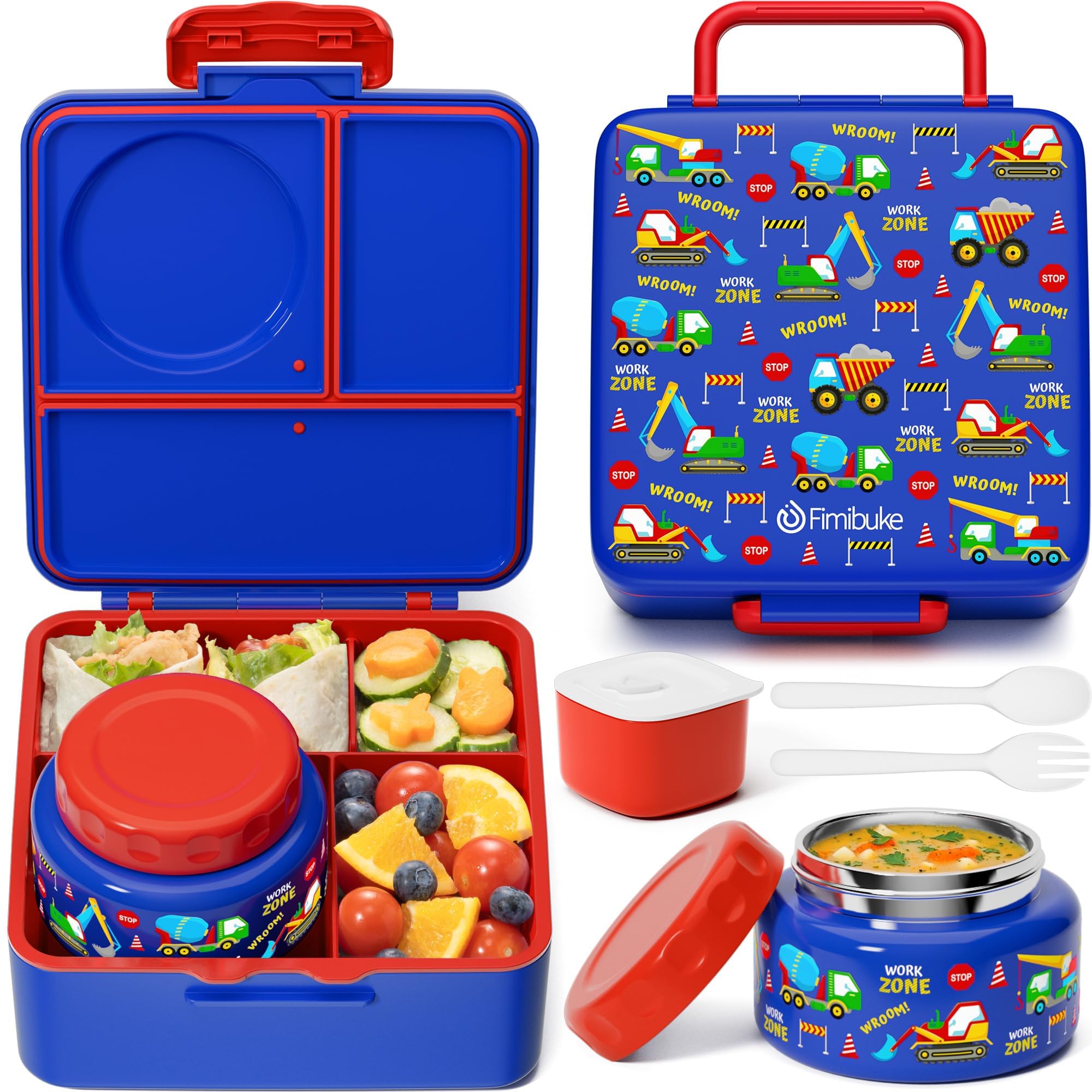 Photo 1 of ITEM IS MISSING PARTS, UNSURE WHAT PARTS ARE MISSING --------------------------Fimibuke Bento Box for Kids Adult, BPA Free & Leakproof Toddler Lunch Box with 8.5oz Insulated Thermos Food Jar, Utensils & Sauce Jar, Dishwasher Safe 3 or 4 Compartment Contai