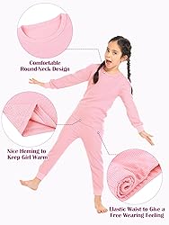 Resinta 3 Sets Girls Waffle Thermal Underwear Set