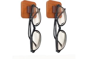 FINDAMAZE 2pcs Wood Sunglasses Organizer Sunglasses Holder Wall Mounted Eyeglasses Storage Glasses Display stand (Wood color)