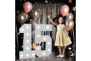 imprsv Marquee Numbers Large 15th-Birthday Decorations: 3ft Light up Numbers Balloon for Party Big Quinceanera Decorations 15 Year Old Girls Boy Foam Board Wall Number 15
