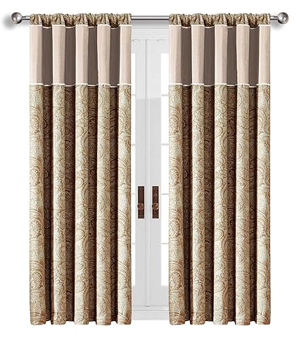 Oxford Homeware Pair Paisley Pattern Floral Pencil Pleat Curtains