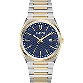 Bulova Mens Dress Classic Quartz Two Tone Stainless Steel Watch, Patterned Dial, 39mm