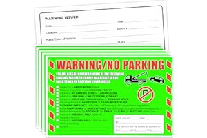GUEER Parking Violation Stickers 25 Pcs Fluorescent Green You are Illegally Parked Multi Reasons Hard to Remove Tow Warning Private Parking Warning Sticker for Car Windows